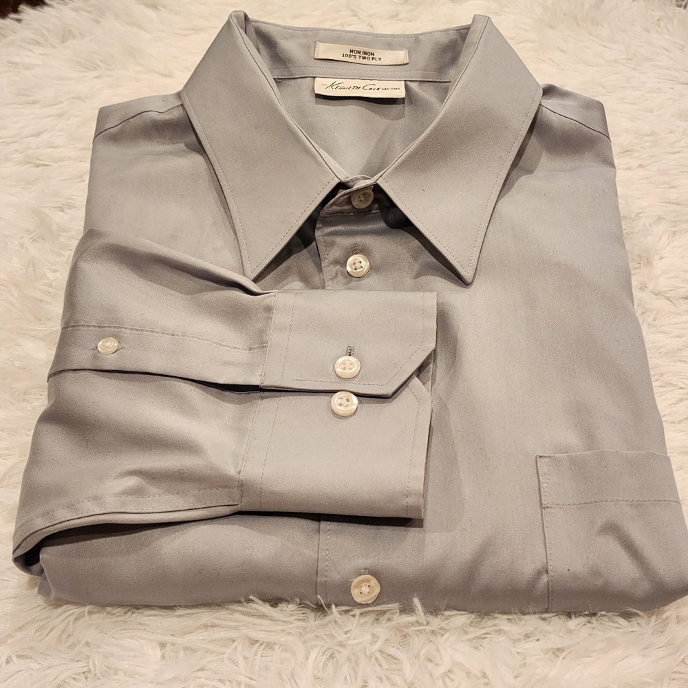 Kenneth Cole men's Shirt/ Gray/ 17.5 34/35/Pre-owned EXCELLENT CONDITION